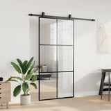 Porte coulissante kit de quincaillerie noir 102x205cm verre ESG