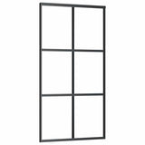 Porte coulissante kit de quincaillerie noir 102x205cm verre ESG