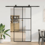 Porte coulissante kit de quincaillerie noir 102x205cm verre ESG