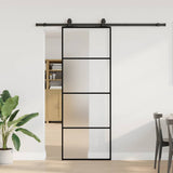 Porte coulissante kit de quincaillerie noir 76x205 cm verre ESG