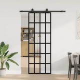 Porte coulissante kit de quincaillerie noir 76x205 cm verre ESG