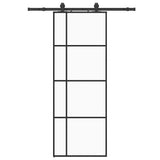 Porte coulissante kit de quincaillerie noir 76x205 cm verre ESG