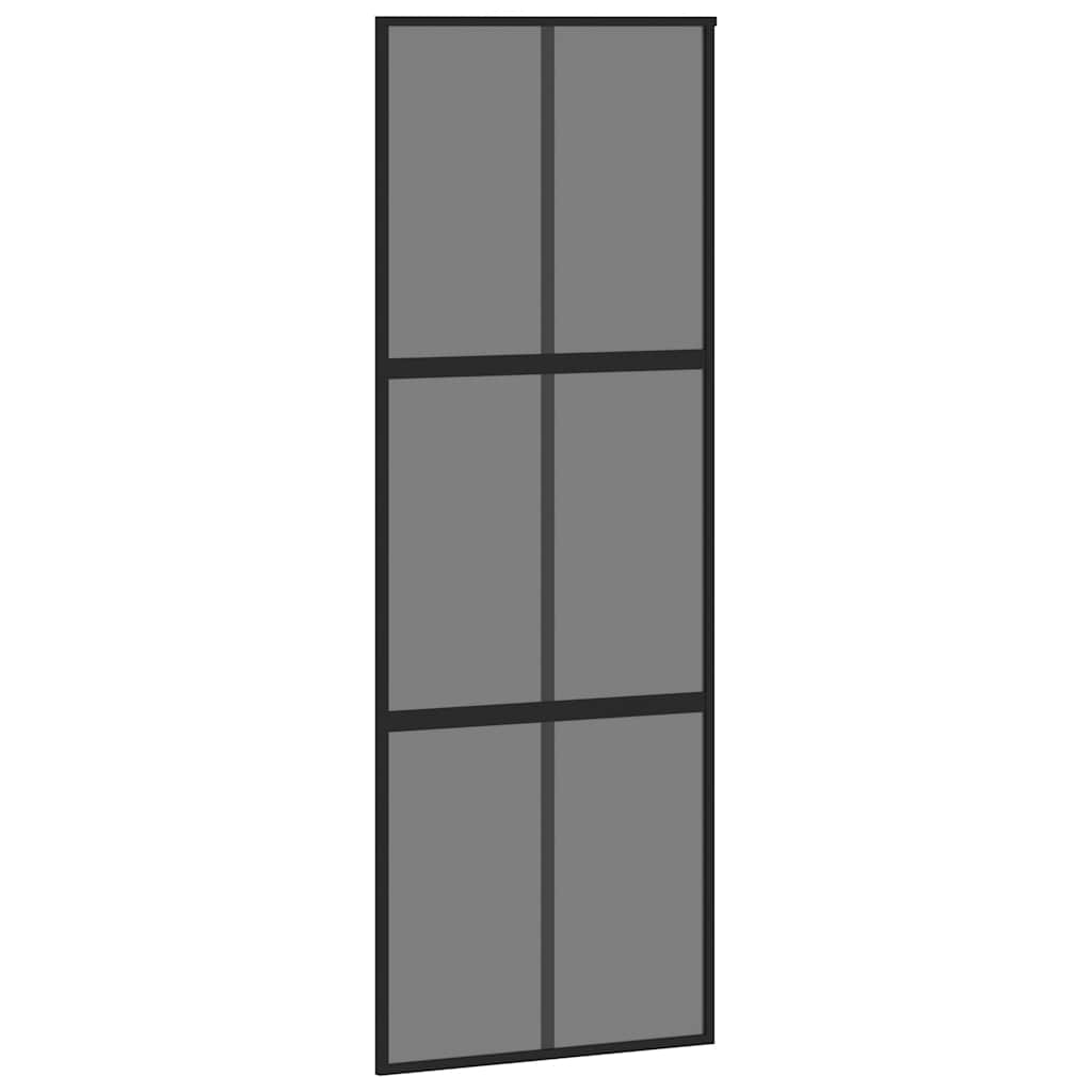 Sliding door hardware kit black 76x205 cm tempered glass