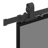 Sliding door hardware kit black 76x205 cm tempered glass