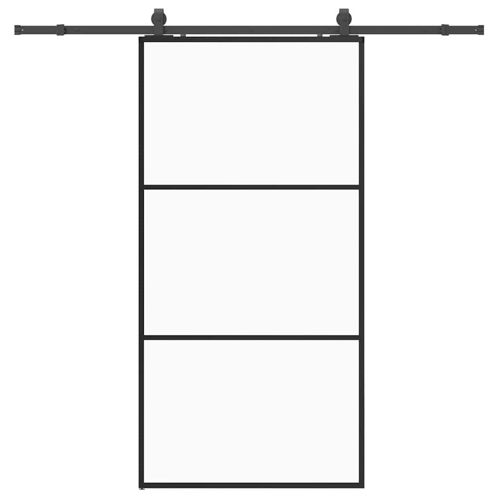 Porte coulissante kit de quincaillerie noir 102x205cm verre ESG