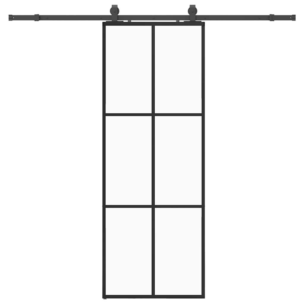 Porte coulissante kit de quincaillerie noir 76x205 cm verre ESG