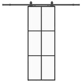 Porte coulissante kit de quincaillerie noir 76x205 cm verre ESG