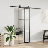 Porte coulissante kit de quincaillerie noir 76x205 cm verre ESG