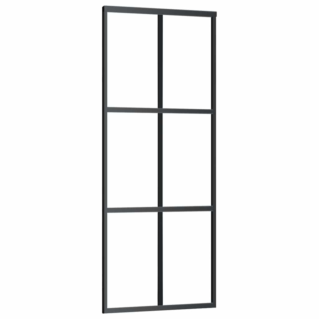 Porte coulissante kit de quincaillerie noir 76x205 cm verre ESG