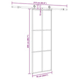 Porte coulissante kit de quincaillerie noir 76x205 cm verre ESG