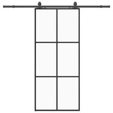 Porte coulissante kit de quincaillerie noir 90x205 cm verre ESG