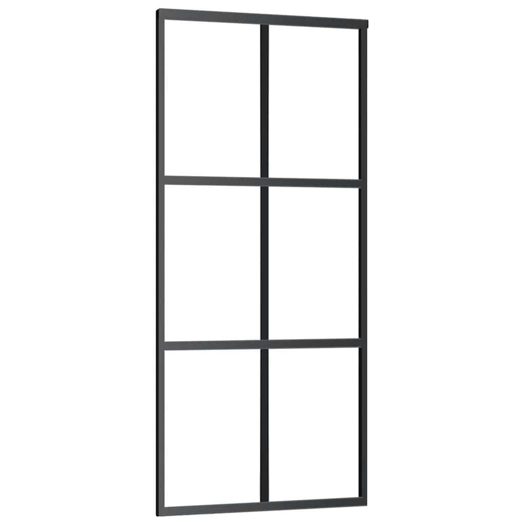 Porte coulissante kit de quincaillerie noir 90x205 cm verre ESG