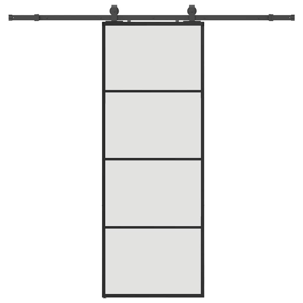 Porte coulissante kit de quincaillerie noir 76x205 cm verre ESG