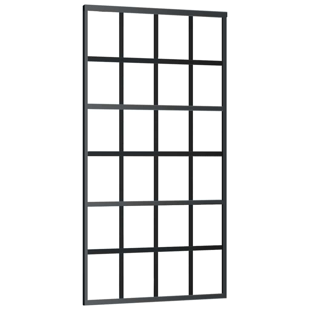 Porte coulissante kit de quincaillerie noir 102x205cm verre ESG