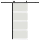 Porte coulissante kit de quincaillerie noir 90x205 cm verre ESG