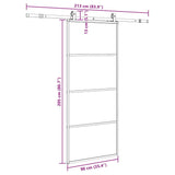 Porte coulissante kit de quincaillerie noir 90x205 cm verre ESG