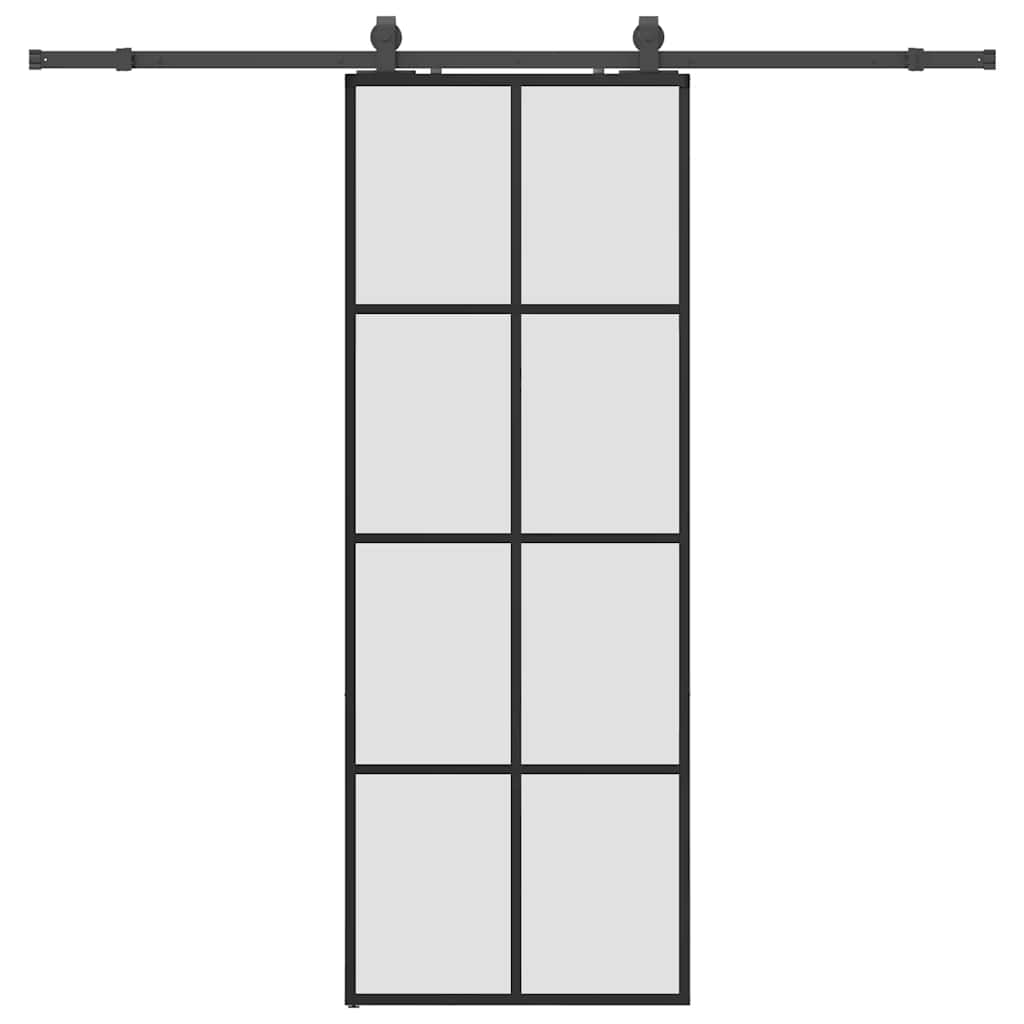 Porte coulissante kit de quincaillerie noir 76x205 cm verre ESG