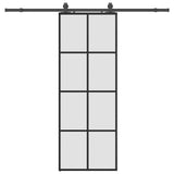 Porte coulissante kit de quincaillerie noir 76x205 cm verre ESG