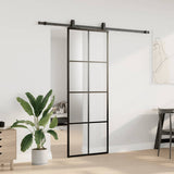 Porte coulissante kit de quincaillerie noir 76x205 cm verre ESG