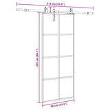 Porte coulissante kit de quincaillerie noir 90x205 cm verre ESG