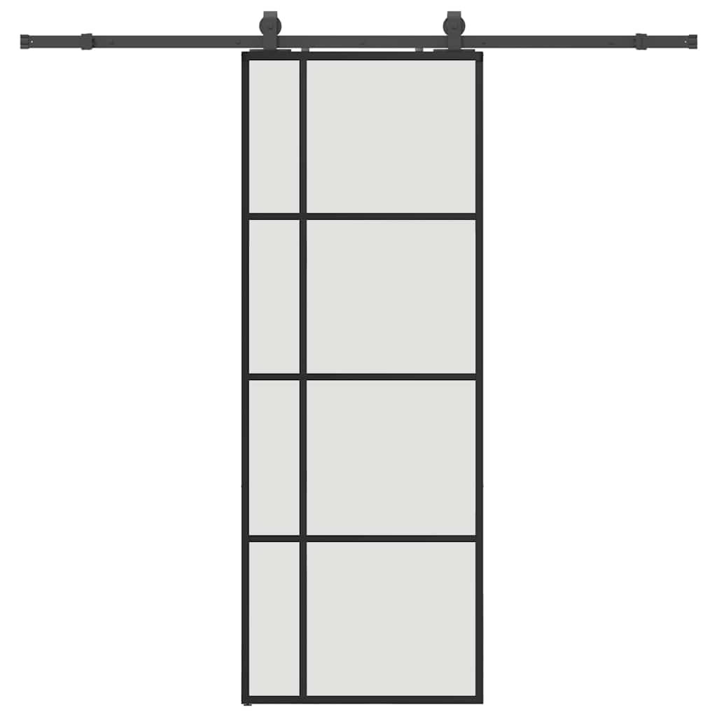 Porte coulissante kit de quincaillerie noir 76x205 cm verre ESG