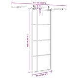 Porte coulissante kit de quincaillerie noir 76x205 cm verre ESG