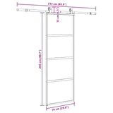 Porte coulissante kit quincaillerie noir 76x205 cm verre trempé