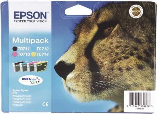 Pack 4 cartouches d'encre Epson Guepard  T0715