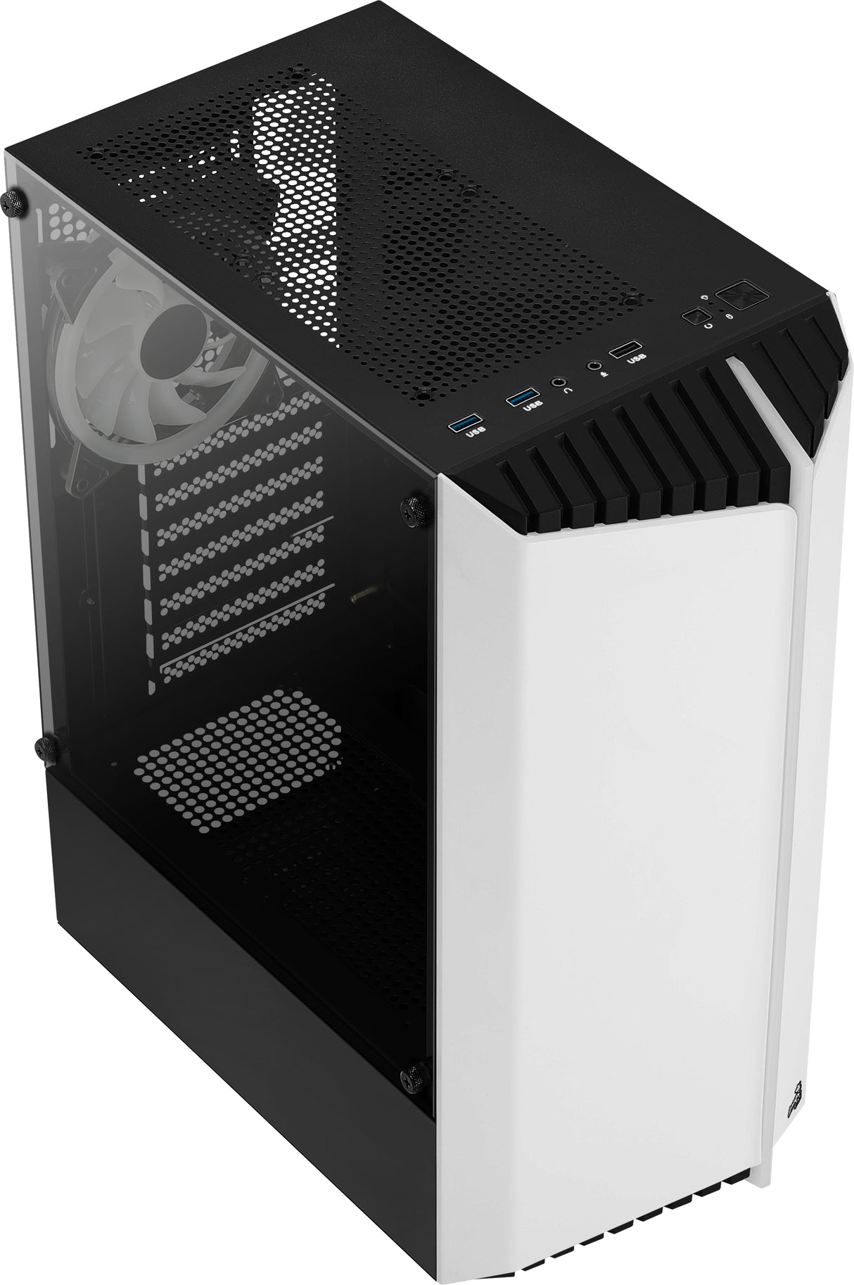 Boitier Moyen Tour ATX AeroCool Bionic V2 RGB avec panneau vitré (Blanc)