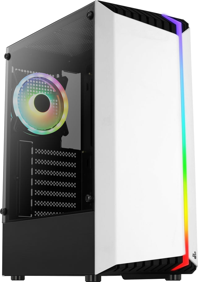 Boitier Moyen Tour ATX AeroCool Bionic V2 RGB avec panneau vitré (Blanc)