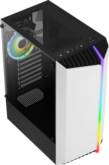 Boitier Moyen Tour ATX AeroCool Bionic V2 RGB avec panneau vitré (Blanc)