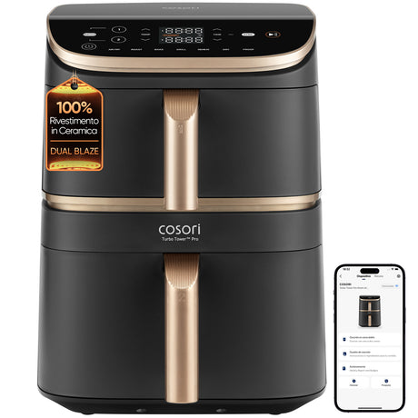 Friteuse sans huile COSORI - Turbo Tower Pro Smart - Capacité 10,8L - 7 programmes - 2630W - Noir