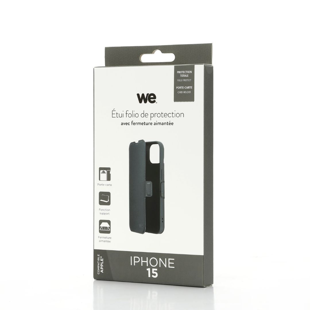 WE Etui folio FERMETURE AIMANTEE APPLE AIPHONE 15