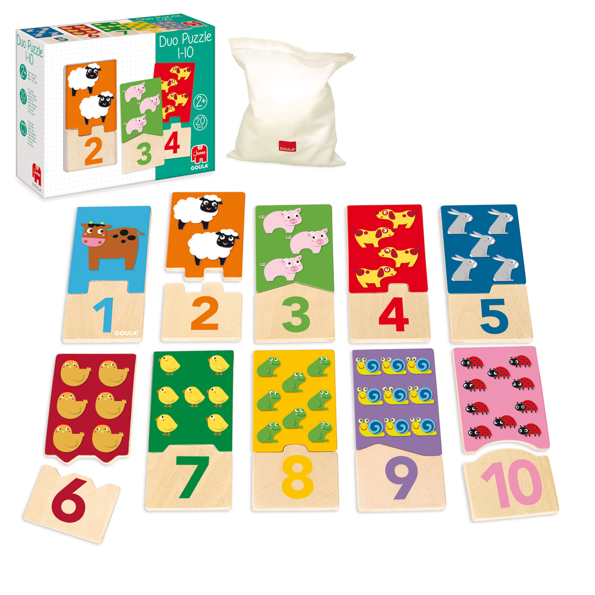 Puzzle en bois Goula - Duo Puzzle 1-10 pour compter