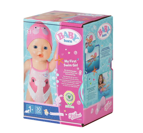 Poupon - BABY BORN -  Ma premiere nage - Poupée fille 30 cm - Tenue non détachable et bonnet - Jouet de bain - Des 1 an