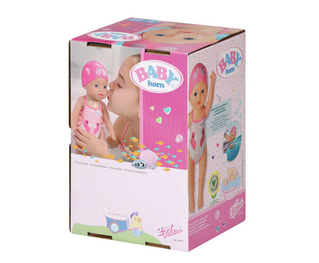 Poupon - BABY BORN -  Ma premiere nage - Poupée fille 30 cm - Tenue non détachable et bonnet - Jouet de bain - Des 1 an