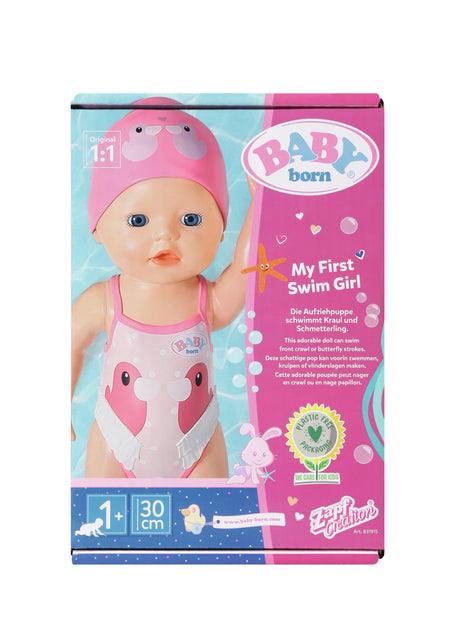 Poupon - BABY BORN -  Ma premiere nage - Poupée fille 30 cm - Tenue non détachable et bonnet - Jouet de bain - Des 1 an