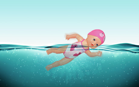 Poupon - BABY BORN -  Ma premiere nage - Poupée fille 30 cm - Tenue non détachable et bonnet - Jouet de bain - Des 1 an