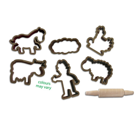Kit de pâte a modeler géant écologique (7x90 g avec outils) - SES CREATIVE - Dough - Fabriqué aux Pays-Bas - Rouleau bois - Age : 2+
