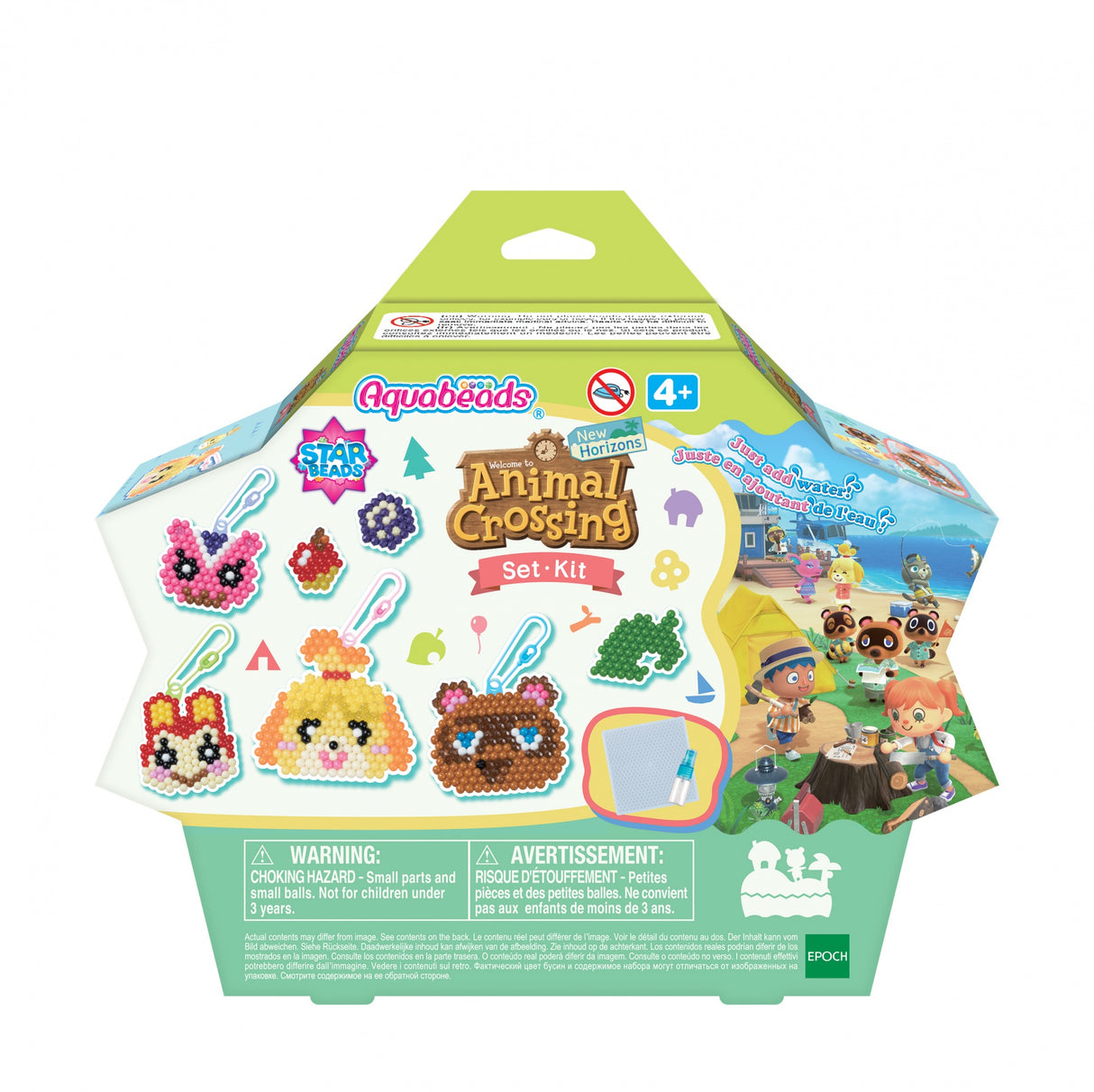 Aquabeads kit Animal Crossing: New Horizons, 800 perles de différentes formes et couleurs, perles qui collent avec de l'eau, 31832,