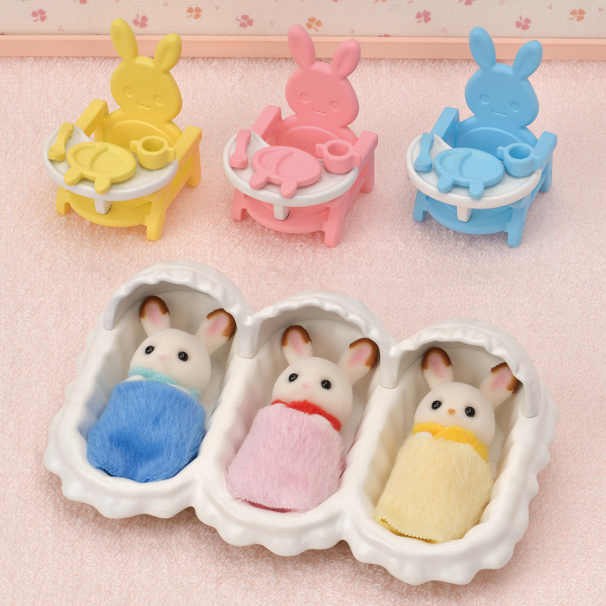 Les triplés Lapin Chocolat et accessoires puériculture - Sylvanian Families - 5532