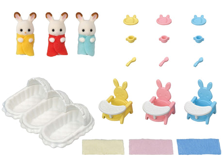 Les triplés Lapin Chocolat et accessoires puériculture - Sylvanian Families - 5532