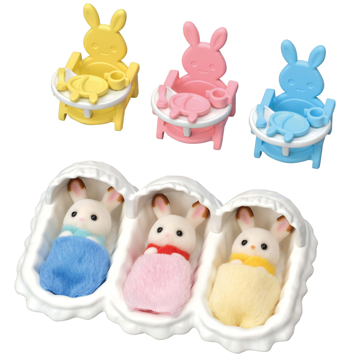 Les triplés Lapin Chocolat et accessoires puériculture - Sylvanian Families - 5532