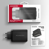 Chargeur secteur Axagon 2x USB-C + 1x USB-A 100W (Noir)