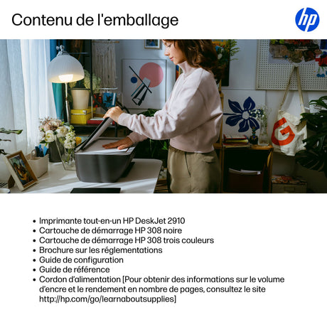 Imprimante tout-en-un HP DeskJet 2910 jet d'encre couleur - 3 mois d'Instant ink inclus avec HP+