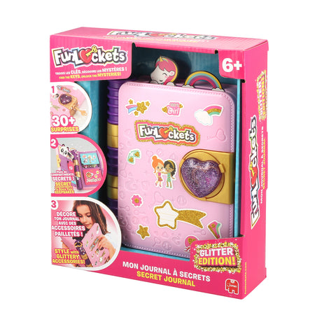 Journal a Secrets - Funlockets - Édition Pailletée - Plus de 30 surprises - Pour enfants a partir de 6 ans