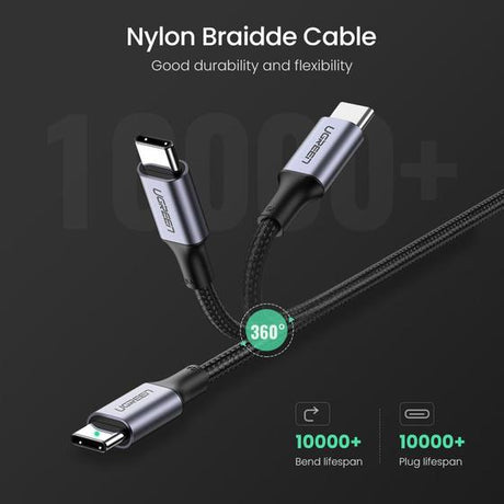 Câble USB-C - UGREEN - Renforcé - USB-C vers USB-C 100W - 2 m - Noir