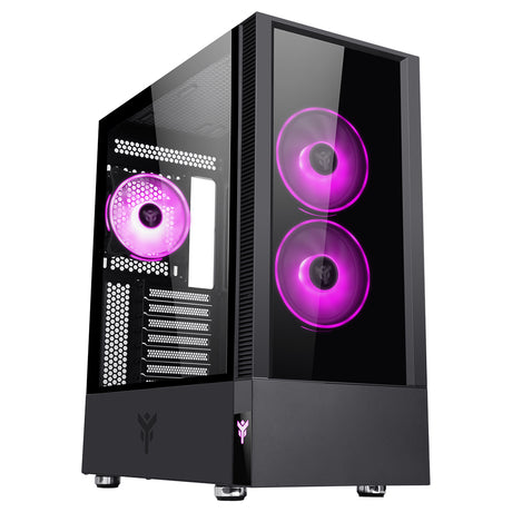Boitier Moyen Tour ATX iTek Vertibra Q210 RGB avec panneaux vitrés (Noir)