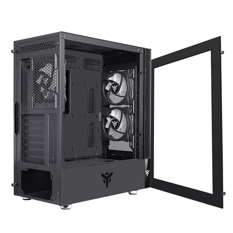 Boitier Moyen Tour ATX iTek Vertibra Q210 RGB avec panneaux vitrés (Noir)