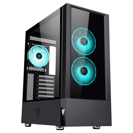Boitier Moyen Tour ATX iTek Vertibra Q210 RGB avec panneaux vitrés (Noir)